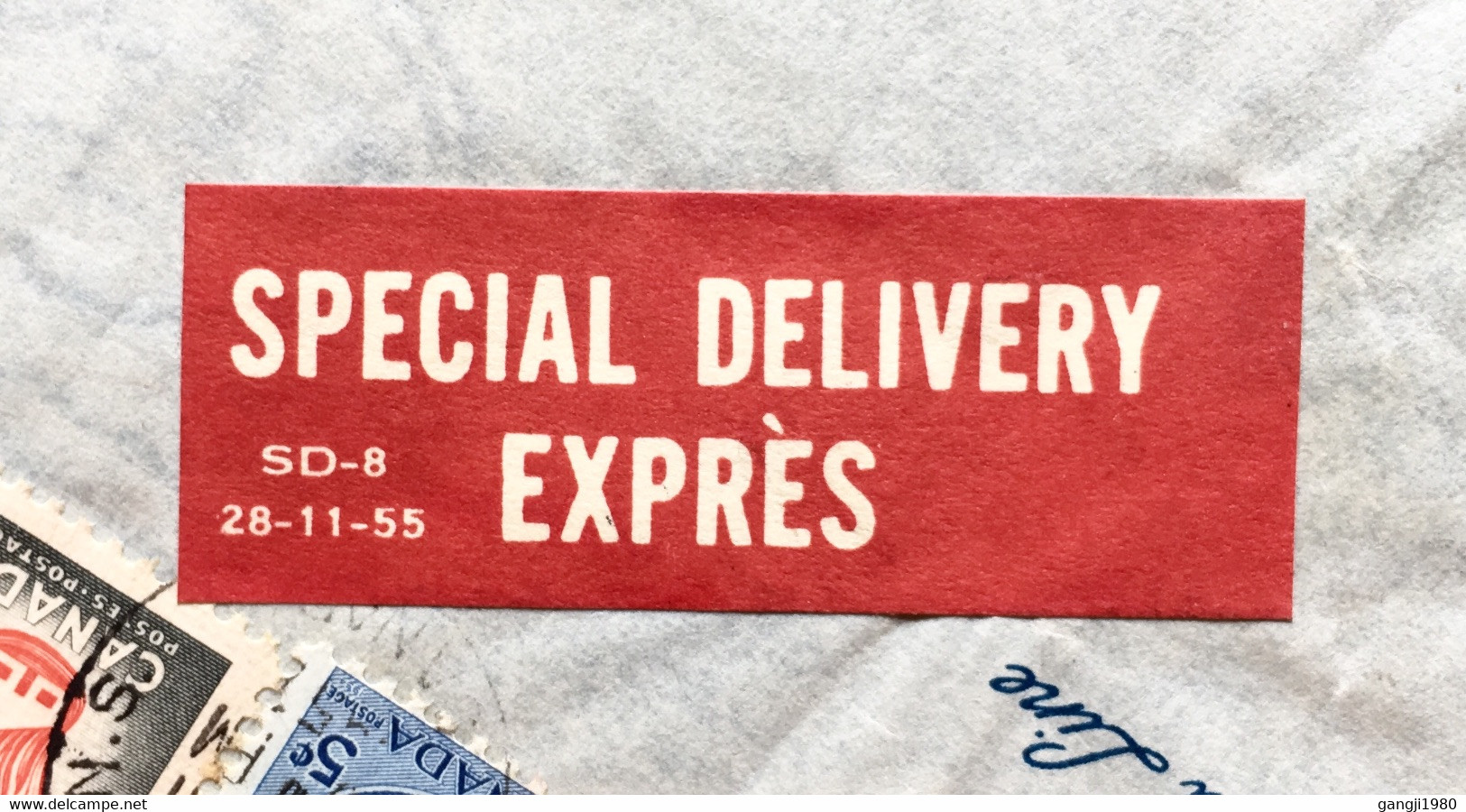 CANADA TO USA USED COVER 1957, VIGNETTE “SPECIAL DELIVERY EXPRESS” 1955 PRINT “HOLLAND-AMERICA LINE” HALIFEX RED CANCEL. - Posta Aerea: Espressi