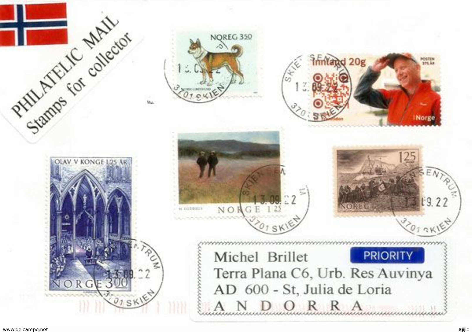 Belle Lettre 2022 De Norvège, Adressée Andorra (PRINCIPAT) - Lettres & Documents