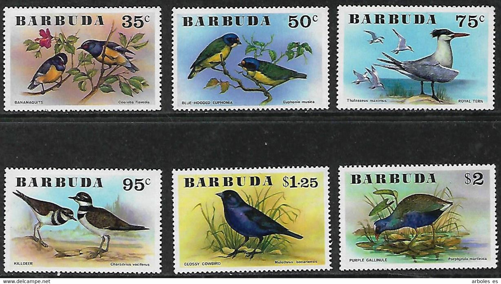 BARBUDA - PAJAROS - AÑO 1976 - Nº CATALOGO YVERT 0251-56 - NUEVOS - Barbuda (...-1981)
