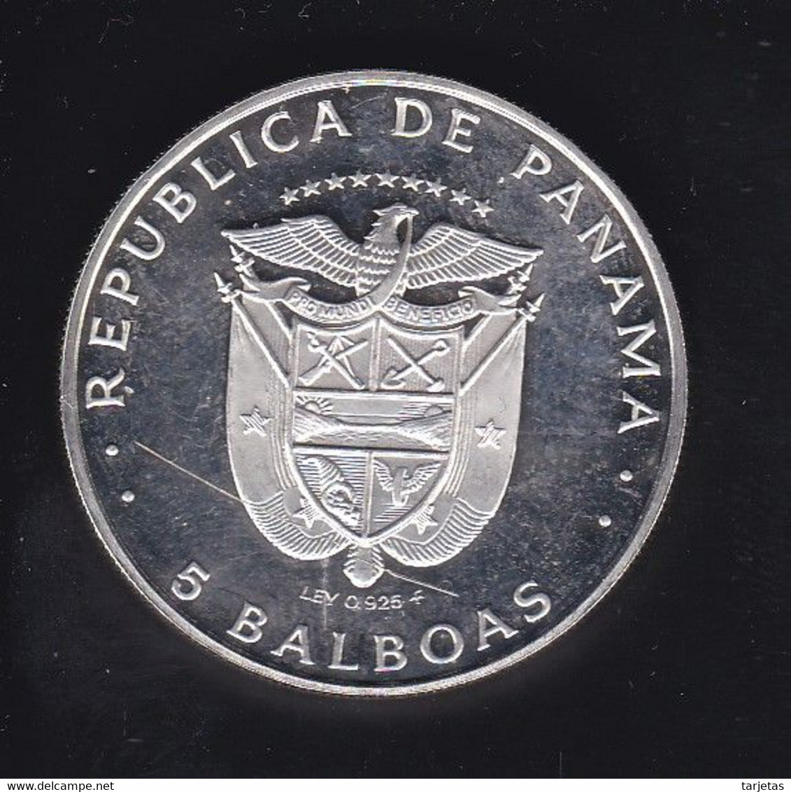 MONEDA DE PLATA DE PANAMA DE 5 BALBOAS DEL AÑO 1977 - LA DE LA FOTO (SILVER-ARGENT) - Panama