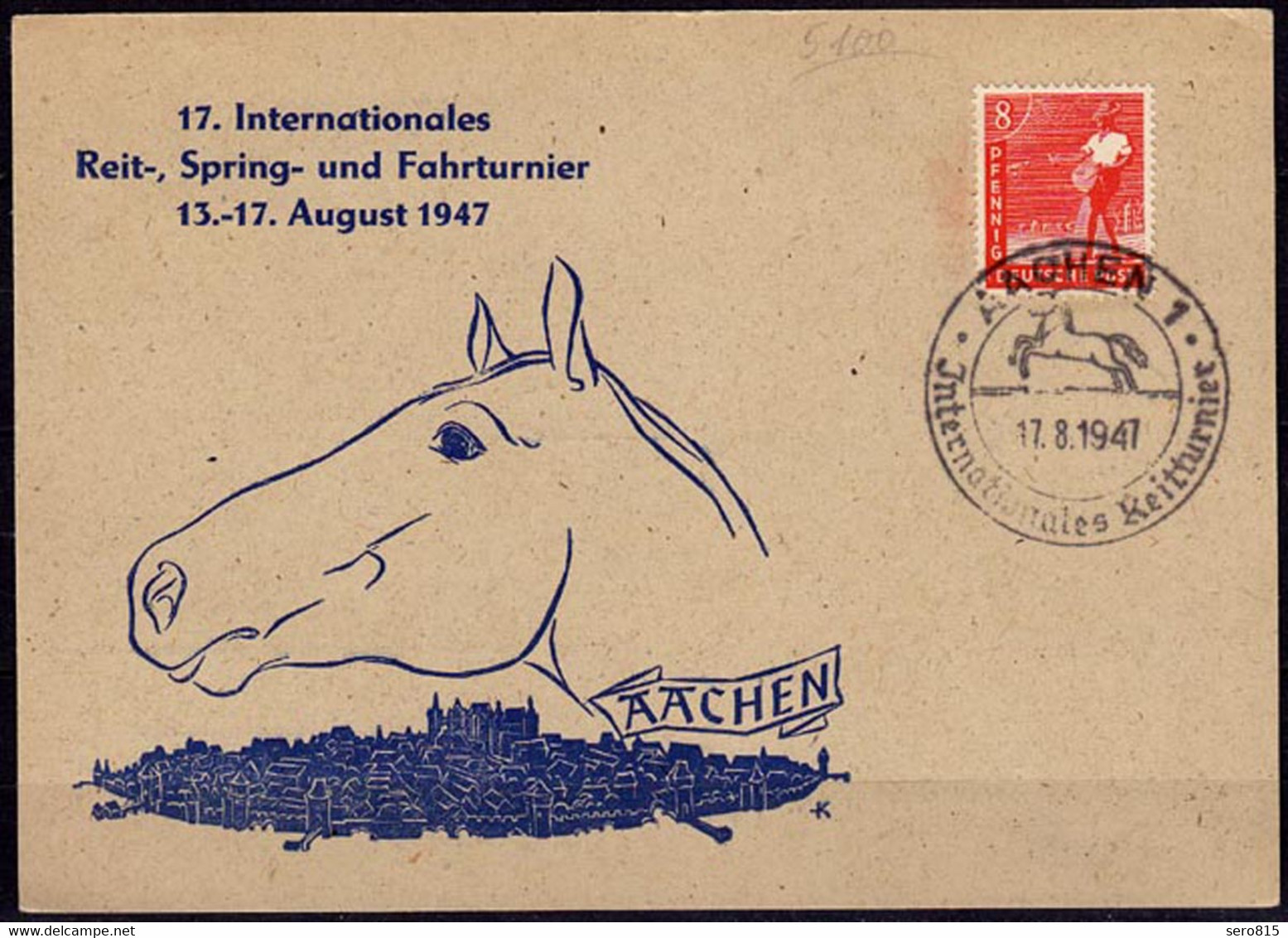 Aachen 17.Internationales Reit-Spring- Fahrturnier 17-8-1947 SST Pferde - Otros & Sin Clasificación