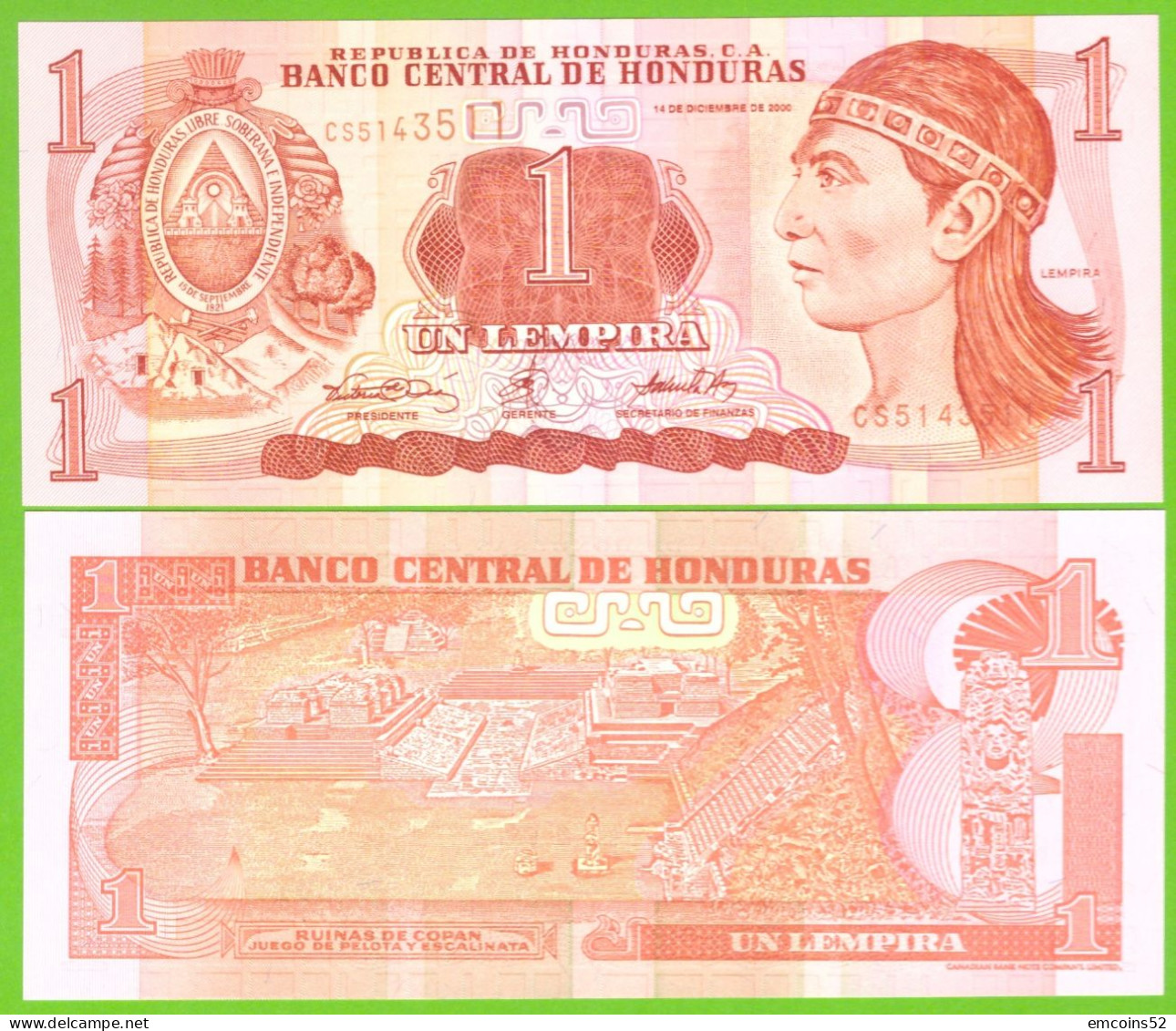 HONDURAS 1 LEMPIRA 2000  P-84a UNC - Honduras