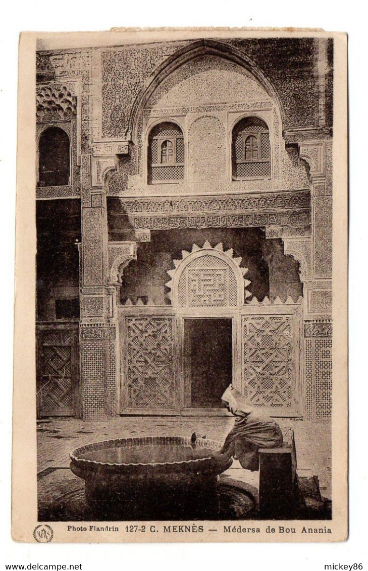 Maroc -- MEKNES ---1929 --Médersa De Bou Anania  ( Petite Animation )..............à Saisir - Meknes