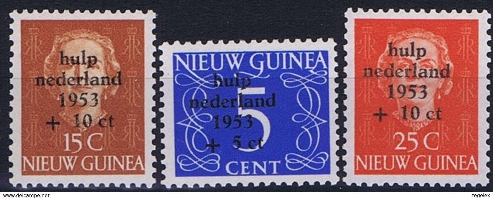 Nederlands Nieuw Guinea 1953, Surcharge "Watersnood", Ongestempeld MH/* - Niederländisch-Neuguinea