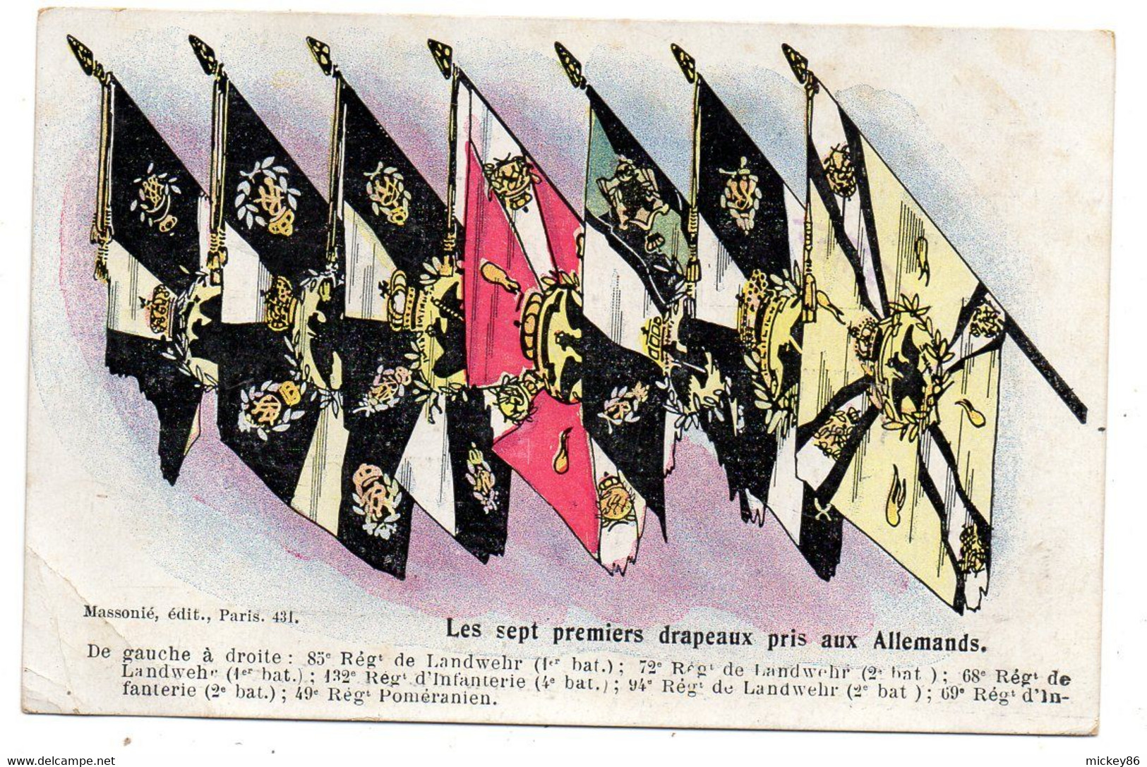 Guerre 14-18 ---Les Sept Premiers Drapeaux Pris Aux Allemands..........à Saisir - Guerre 1914-18