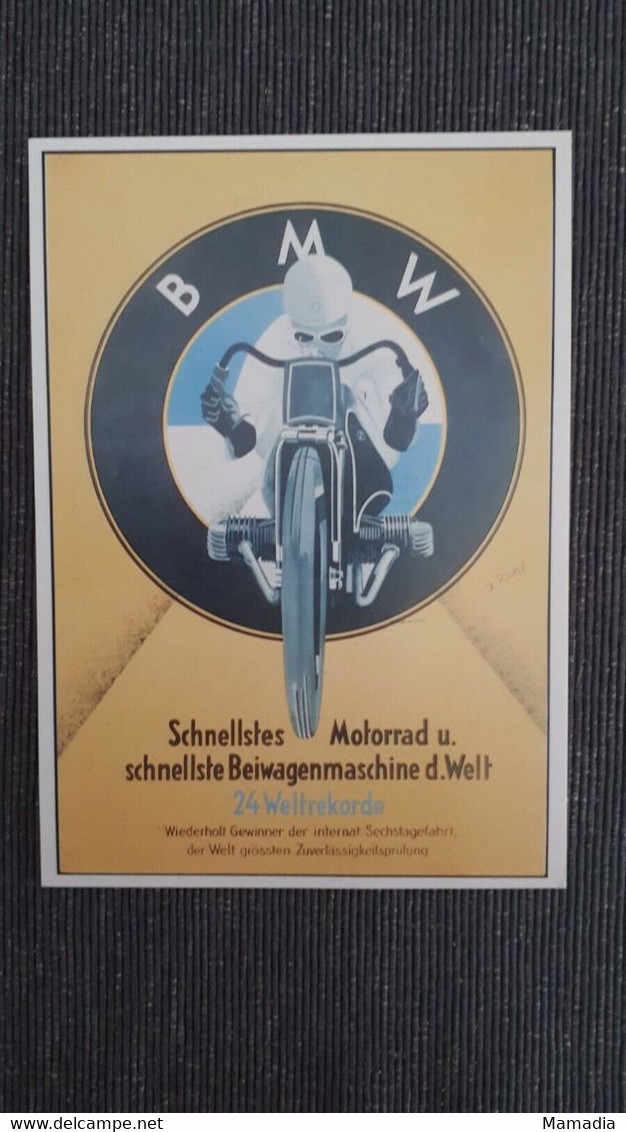 CARTE POSTALE PUBLICITE MOTO ANCIENNE OLD MOTORCYCLE BMW - Motorbikes