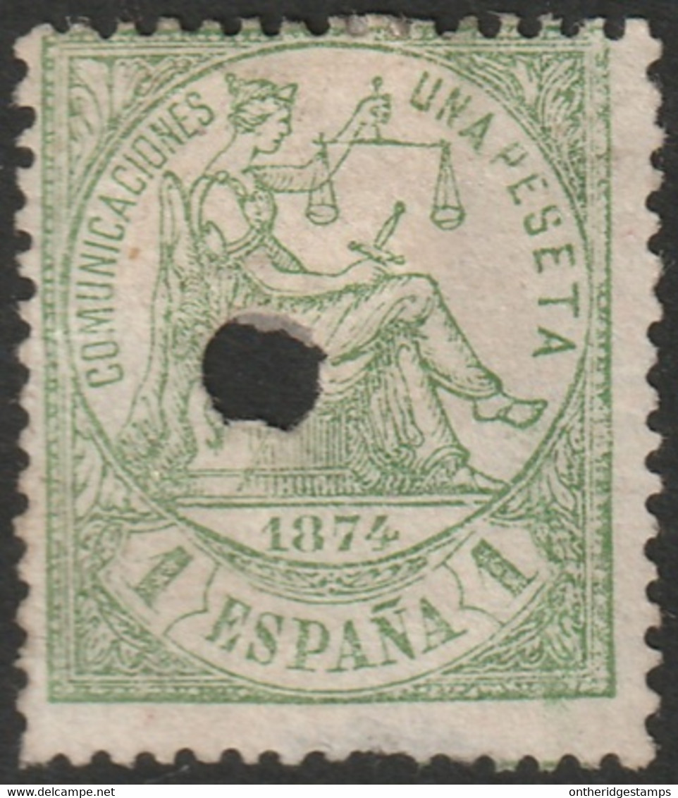 Spain 1874 Sc 208 Espana Ed 150T Used Telegraph Punch Cancel - Gebraucht