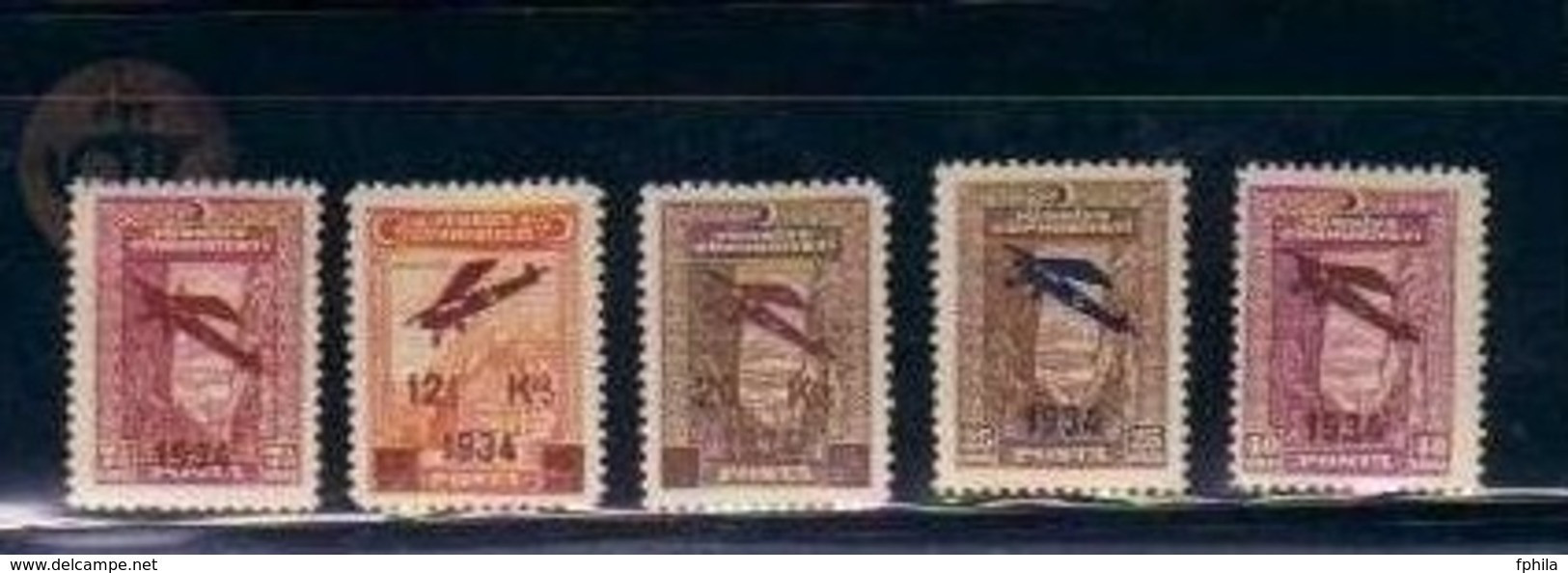 1934 TURKEY SURCHARGED AIRMAIL STAMPS MINT WITHOUT GUM - Nuevos