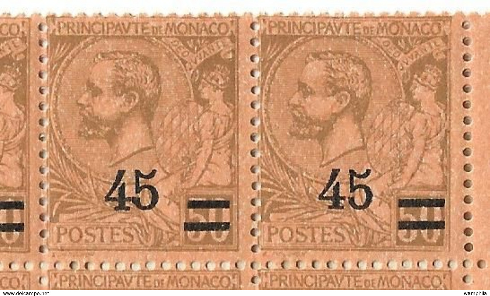 Monaco N°70** Feuille De 150 Timbres Avec Variété N° 70b** (4 Et 5 Reliés) Cote 875€. - Plaatfouten En Curiosa