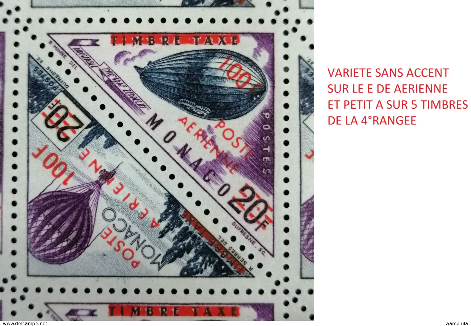 Monaco Poste Aérienne N°61/62** En Feuille Avec Variétés Du Petit A à AERIENNE. Cote 837€. - Collezioni & Lotti