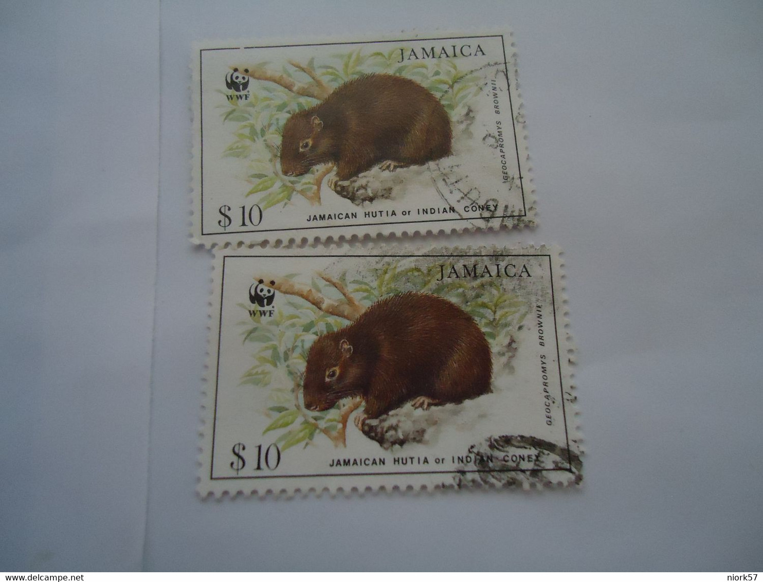 JAMAICA    2  USED   STAMPS  WWF ANIMALS - Usados