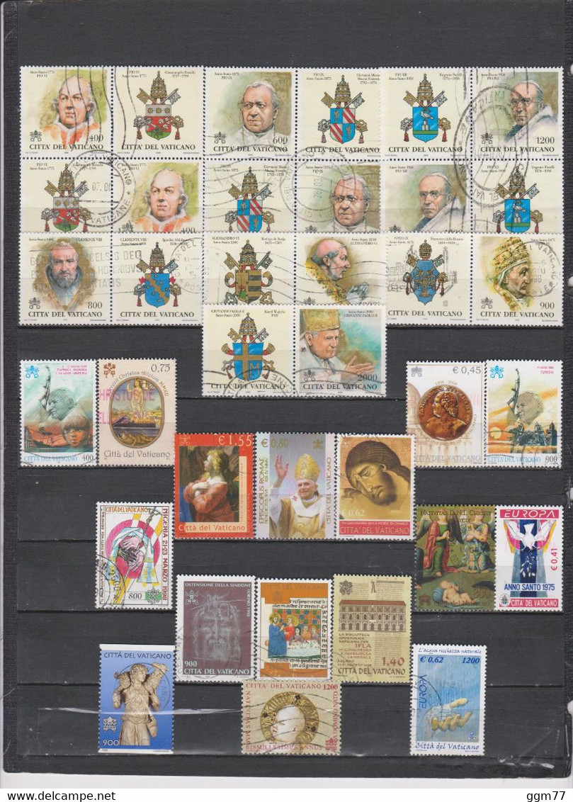 64 TIMBRES VATICAN OBLITERES & NEUFS** + SANS GOMME DE 1997 à 2012  Cote : 128,05 € - Oblitérés