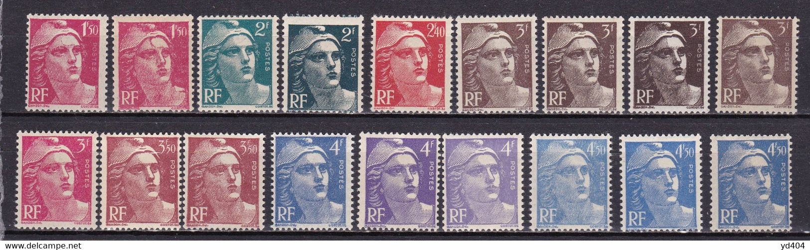 FR7117 - FRANCE – 1945-47 – MARIANNE OF GANDON – VARIETIES - Y&T # 712→725 MNH > 20,50 € - Unused Stamps