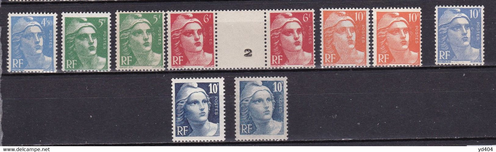 FR7117 - FRANCE – 1945-47 – MARIANNE OF GANDON – VARIETIES - Y&T # 712→725 MNH > 20,50 € - Unused Stamps