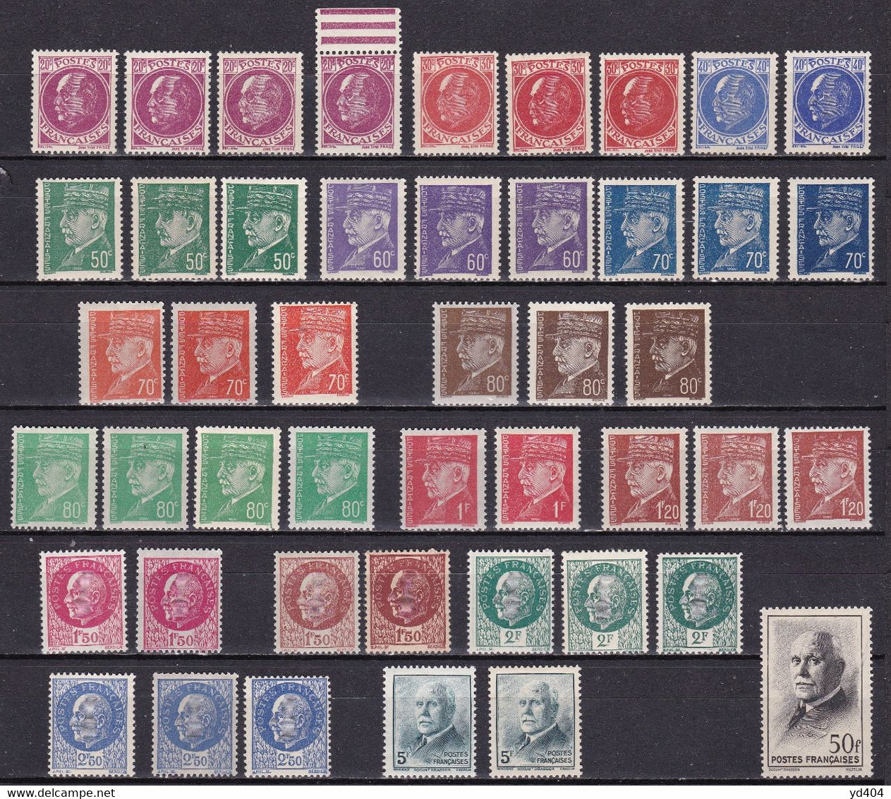 FR7088 - FRANCE – 1941-42 – TYPE PETAIN – VARIETIES - Y&T # 505→525 MNH - Unused Stamps