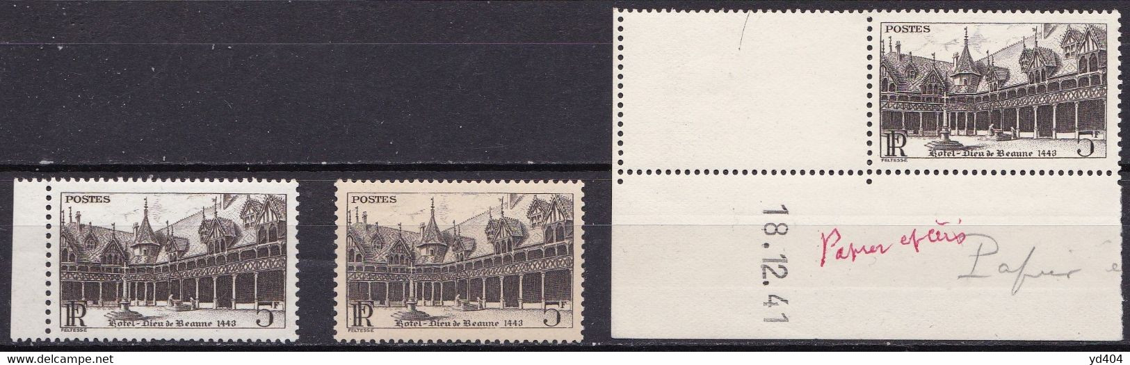 FR7086 - FRANCE – 1941 – BEAUNE HOSPITAL - Y&T # 499(x3) MNH - Unused Stamps