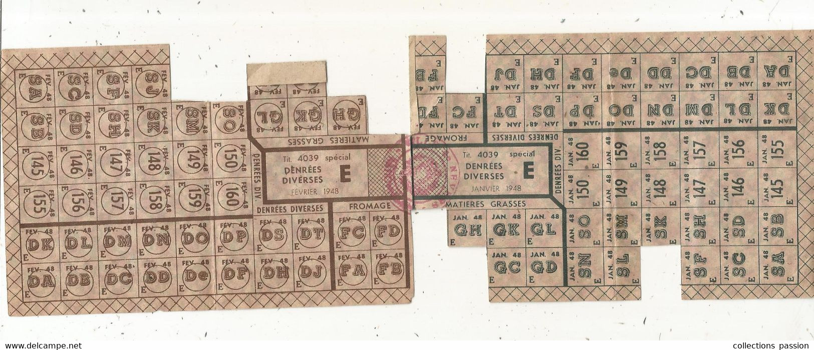 Titre 4039 Spécial , Denrées Diverses, Janvier Et Février 1948, Matières Grasses,fromage, Ville De NEVERS, Carte - Ohne Zuordnung