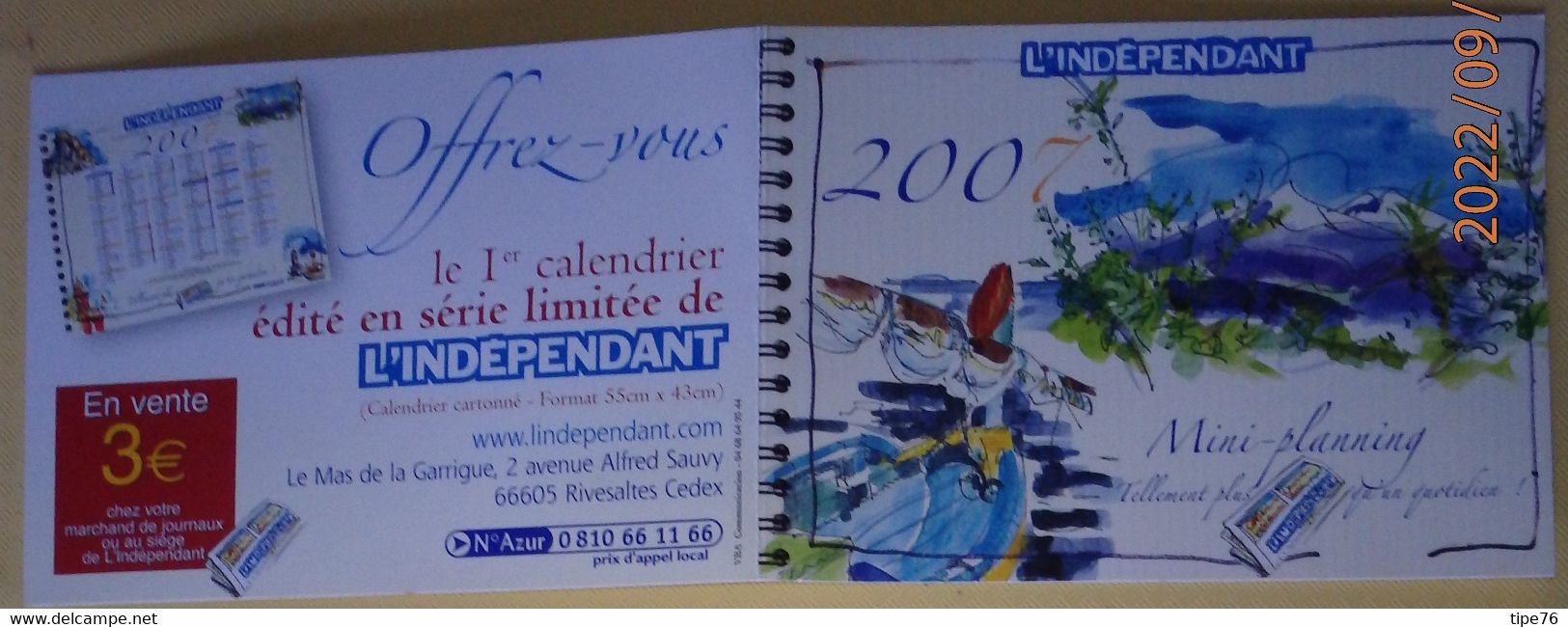 Petit Calendrier De Poche 2007 Journal L'indépendant Rivesaltes - Formato Piccolo : 2001-...