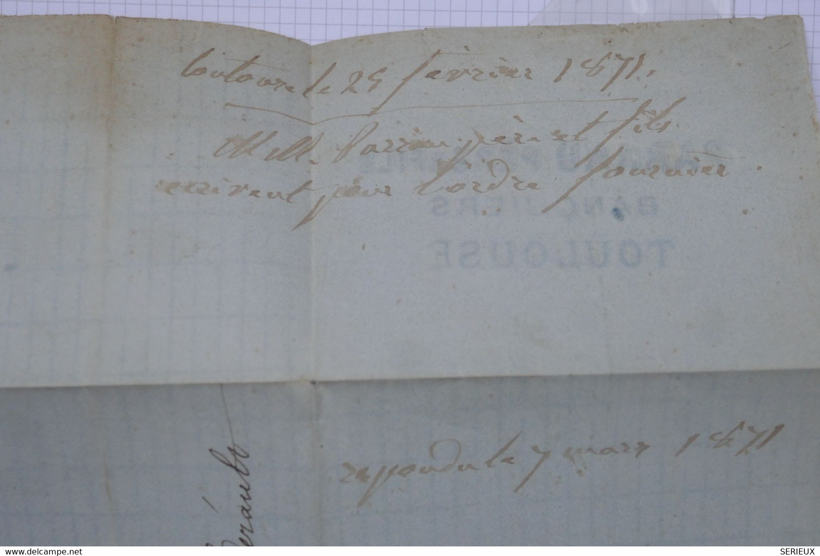 BF4 FRANCE BELLE  LETTRE 1871 TOULOUSE A BEZIERS ++ CERES BORDEAUX  46 Rep II ++ +AFFRANCH. INTERESSANT - 1870 Emisión De Bordeaux