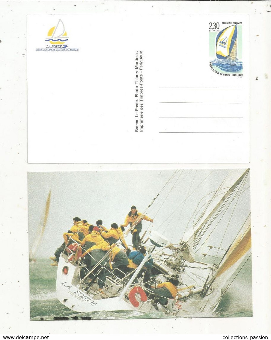 Sur Carte Postale , Neuf , ENTIER POSTAL , Sports ,voile,course Autour Du Monde, 2 Scans - Postales  Transplantadas (antes 1995)