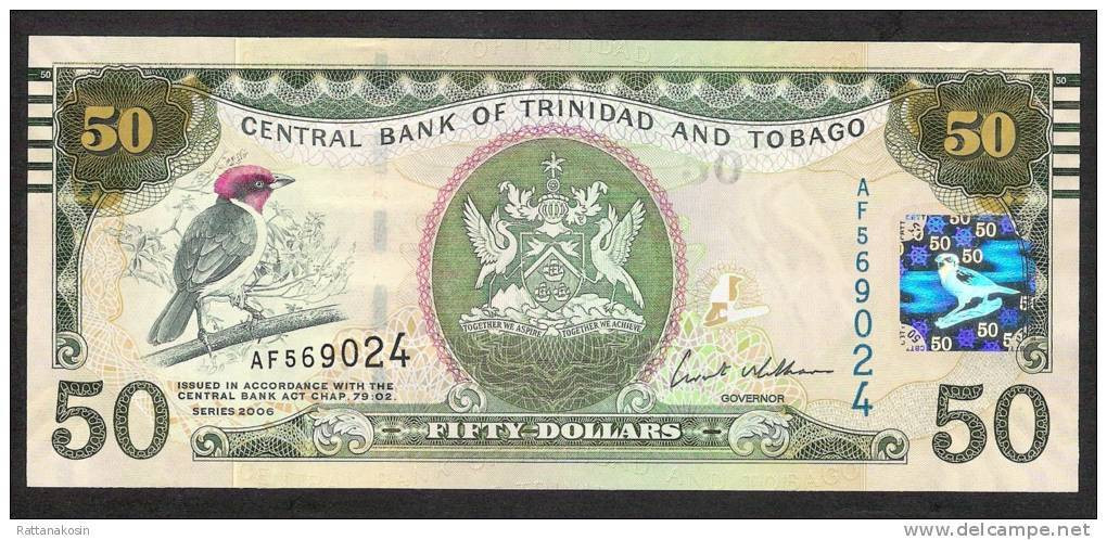 TRINIDAD AND TOBAGO  P50 50 DOLLARS  ND (2012) Prefix AF  UNC. - Trinidad Y Tobago