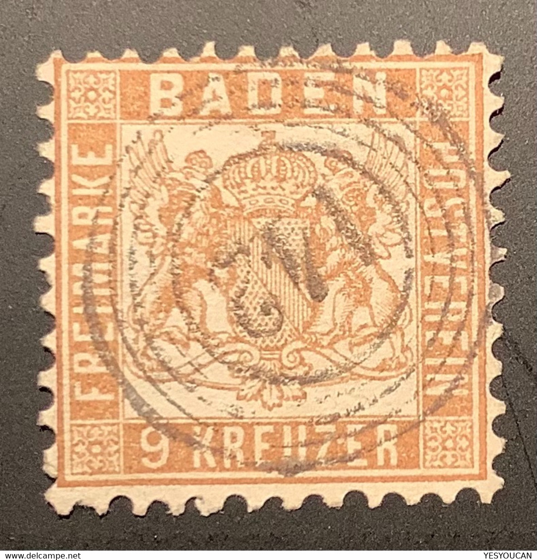 Baden Mi 20 Ba KABINETTSTÜCK  Geprüft Stegmüller BPP 1862 9 Kr Fahlbraun Gestempelt 142 SULZBURG Lörrach/Müllheim (Bade - Gebraucht