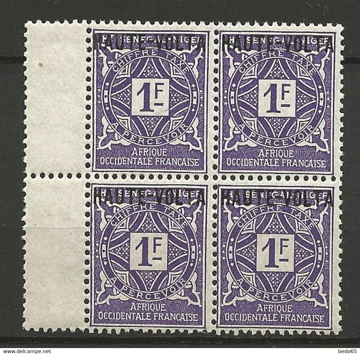 HAUTE-VOLTA TAXE  N° 8 Bloc De 4  NEUF** LUXE SANS CHARNIERE  / MNH - Timbres-taxe