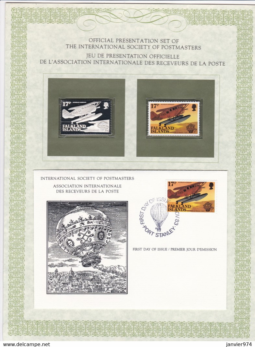 1983 Timbre Argent + Timbre Neuf + Enveloppe 1er Jour, 200e Anniversaire Du 1er Vol Humain . FDC - Islas Malvinas