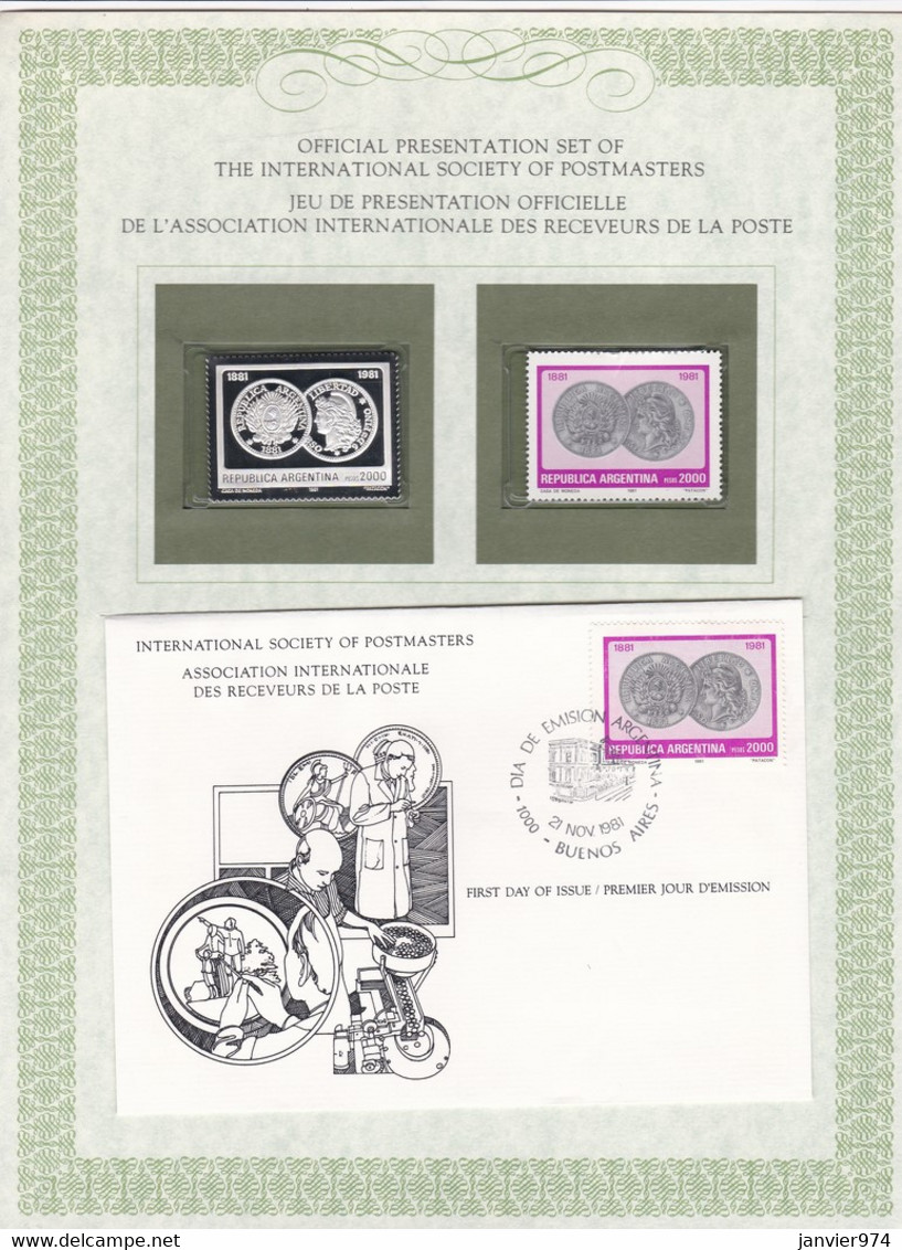 1981 Timbre Argent + Timbre Neuf + Enveloppe 1er Jour, 100e Anni. De La 1er Monnaie . FDC - Ongebruikt