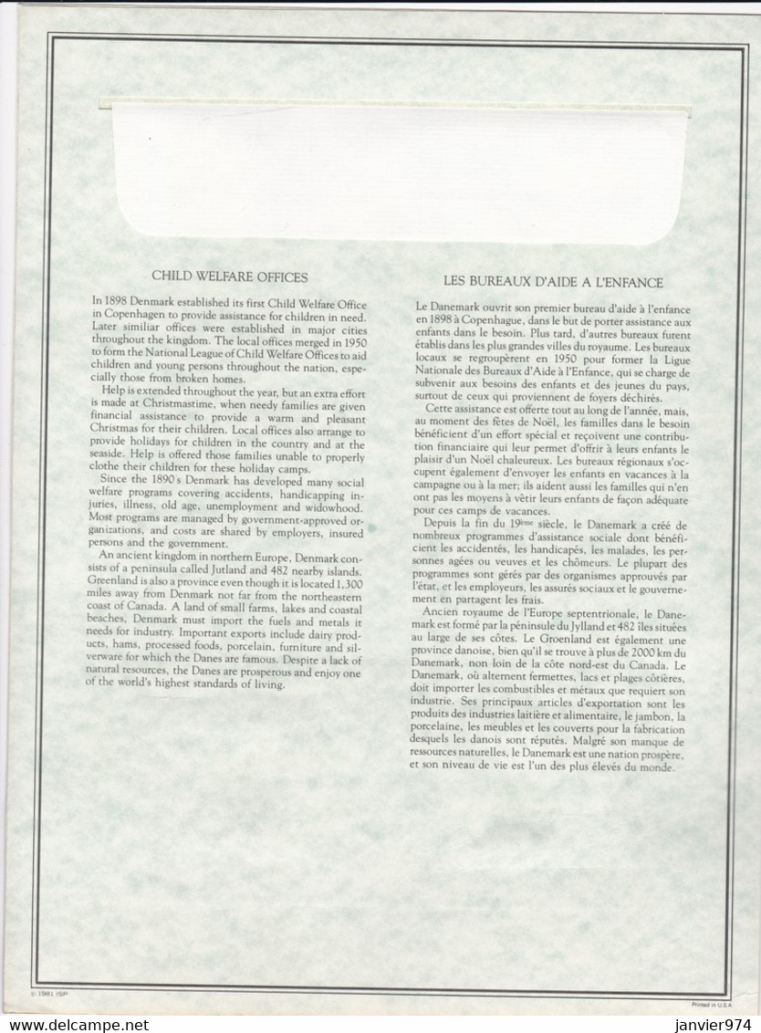 1981 Timbre Argent + Timbre Neuf + Enveloppe 1er Jour, Bureaux D’aide à L’enfance . FDC - Unused Stamps