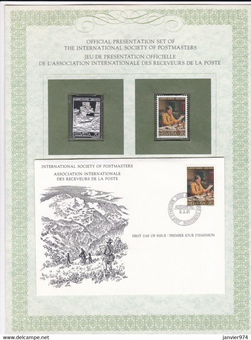 1981 Timbre Argent + Timbre Neuf + Enveloppe 1er Jour, Albert Anker. FDC - Unused Stamps