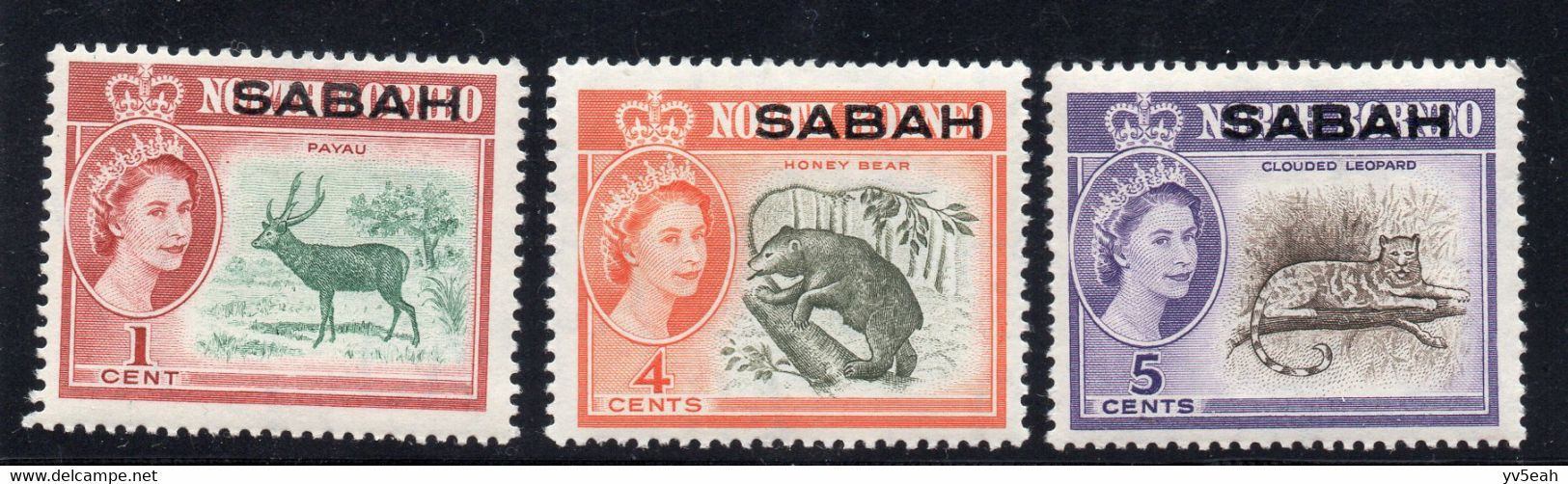 SABAH/1964/MH/SC#1-3/NORTH BORNEO OVERPRINTED / QEII / MALASYA - Sabah