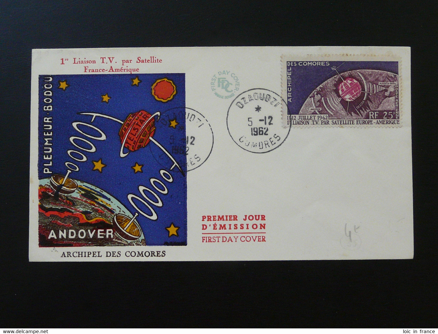 FDC Espace Space Telecommunications Satellite Telstar Comores 1962 - Covers & Documents