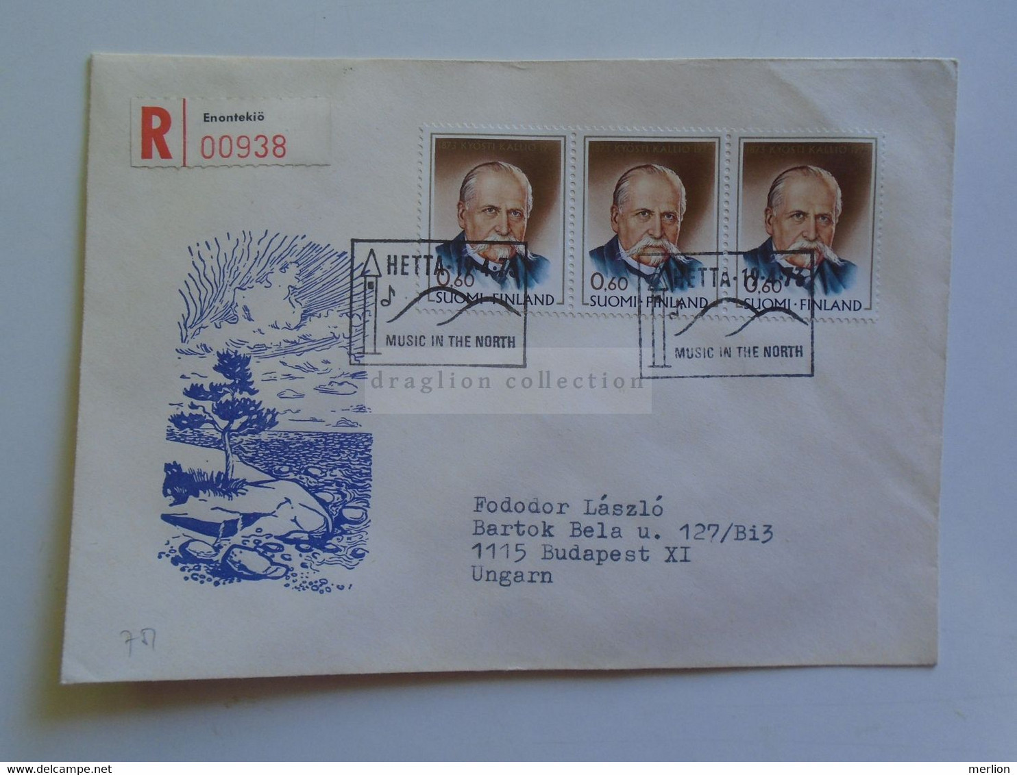 D179725    Suomi Finland Registered Cover - Cancel Enontekiö Hetta 1973    Sent To Hungary - Cartas & Documentos