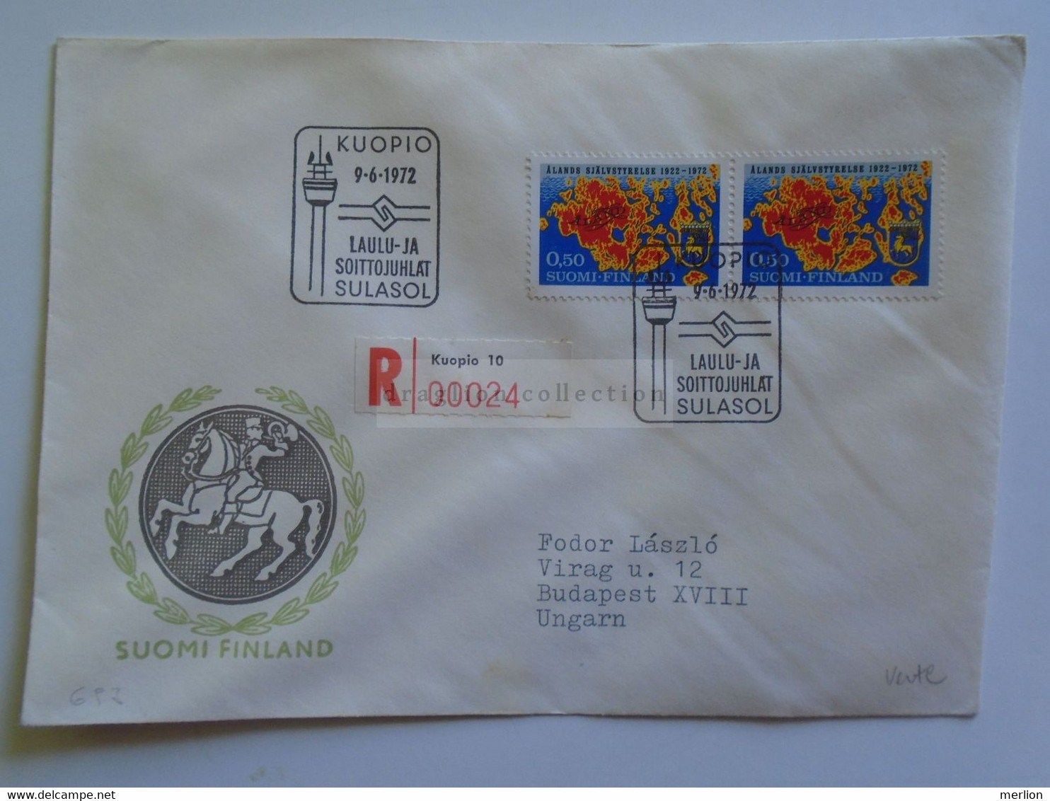 D179691   Suomi Finland Registered Cover    - Cancel KUOPIO  1972  Sent To Hungary - Briefe U. Dokumente