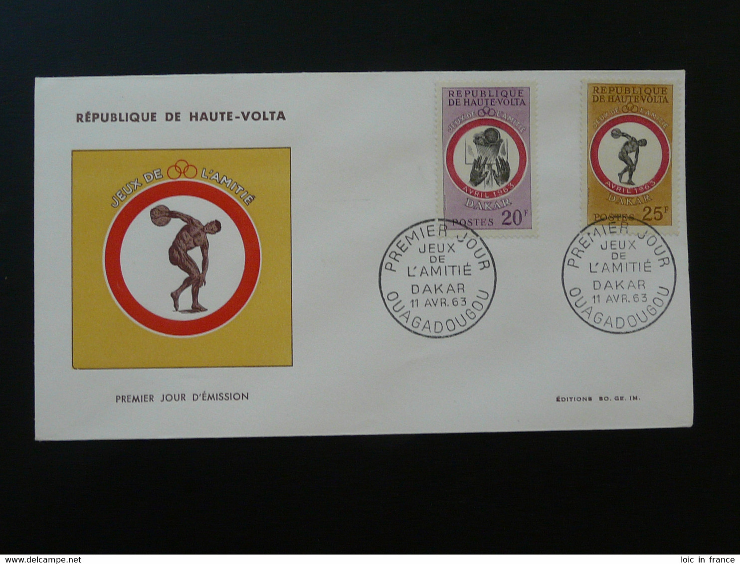 FDC Jeux De L'amitié Haute Volta 1963 - Haute-Volta (1958-1984)