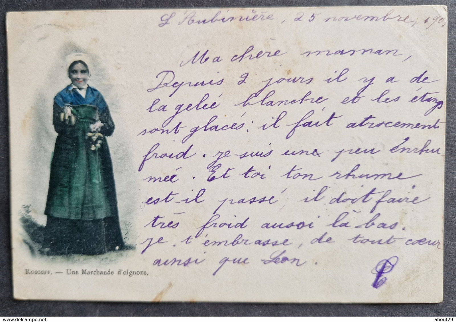 CPA 29 ROSCOFF - Une Marchande D'oignons - Carte Précurseur Envoyée à Varsovie Russie (cachet) - Réf. M 209 - Roscoff