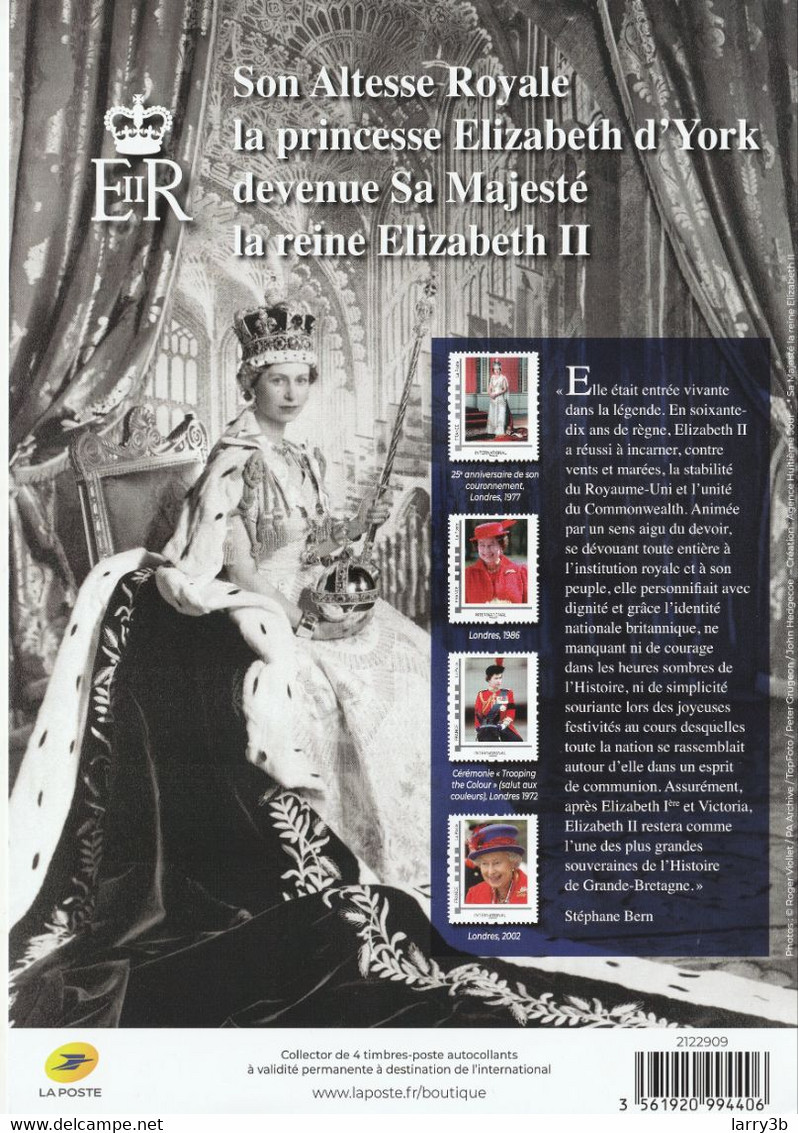 FRANCE 2022 COLLECTOR Obl TAD 19/09/22 "Elizabeth II 70 Ans De Règne / Her Majesty Queen Elizabeth II" - MTAM-2022-515 - Collectors