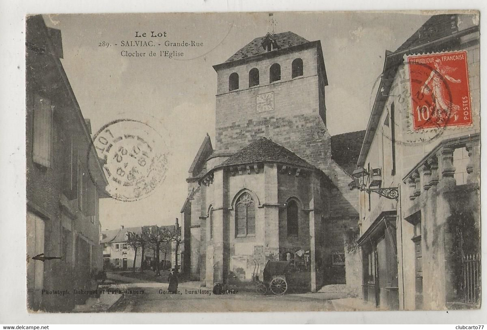 Salviac (46) : L'église Prise De La Grande Rue En 1922 (animé, Attelage) PF.. - Salviac