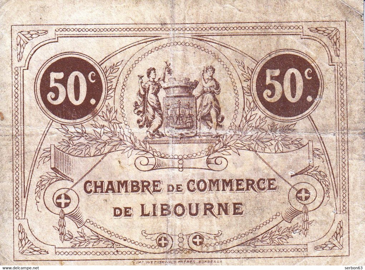 BON - BILLET - MONNAIE - 50 CENTIMES CHAMBRE DE COMMERCE 1915 - DE LIBOURNE GIRONDE 33000  - N° 68797 - Chambre De Commerce