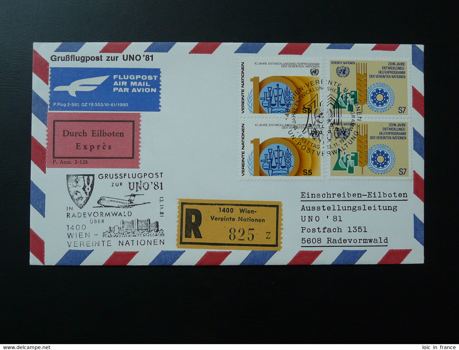 Lettre Vol Flight Cover Flugpost Wien Vereinte Nationen --> Dusseldorf 1981 - Lettres & Documents