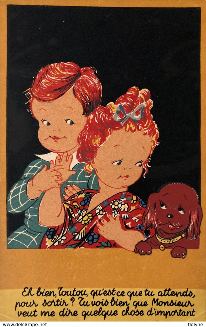 Cpa Illustrateur - Enfants Chien Dog Kids - 1900-1949