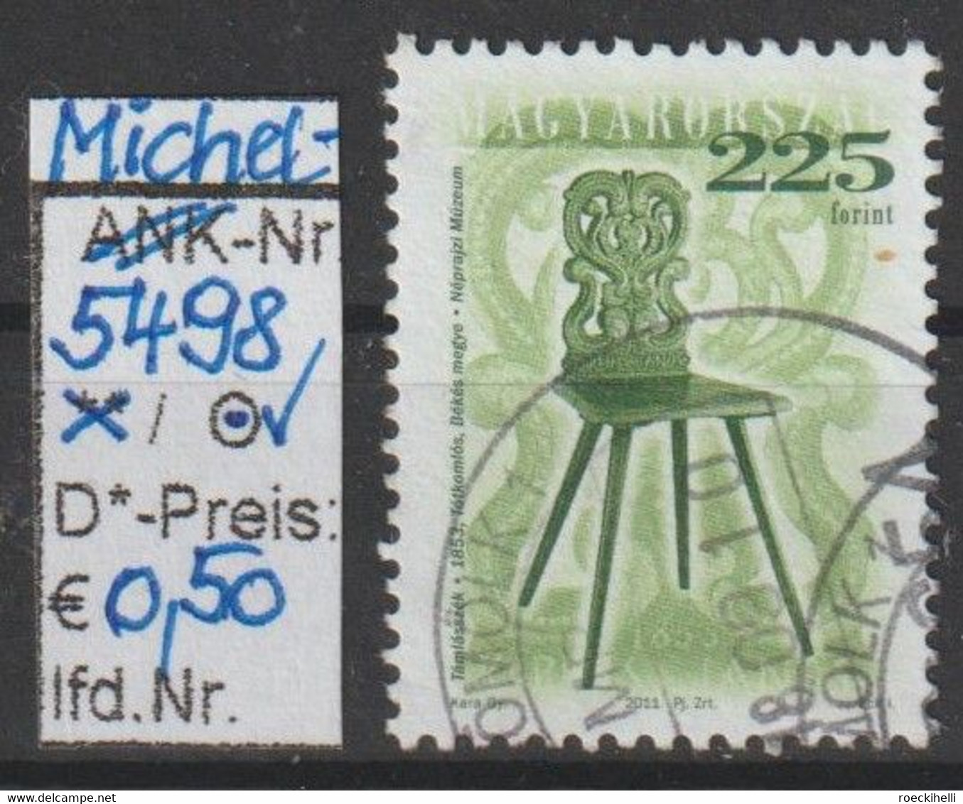 2011 - UNGARN - FM/DM "Sitzmöbel" 225 Ft Mehrfärbig - O Gestempelt - S.Scan (hu 5498o) - Used Stamps