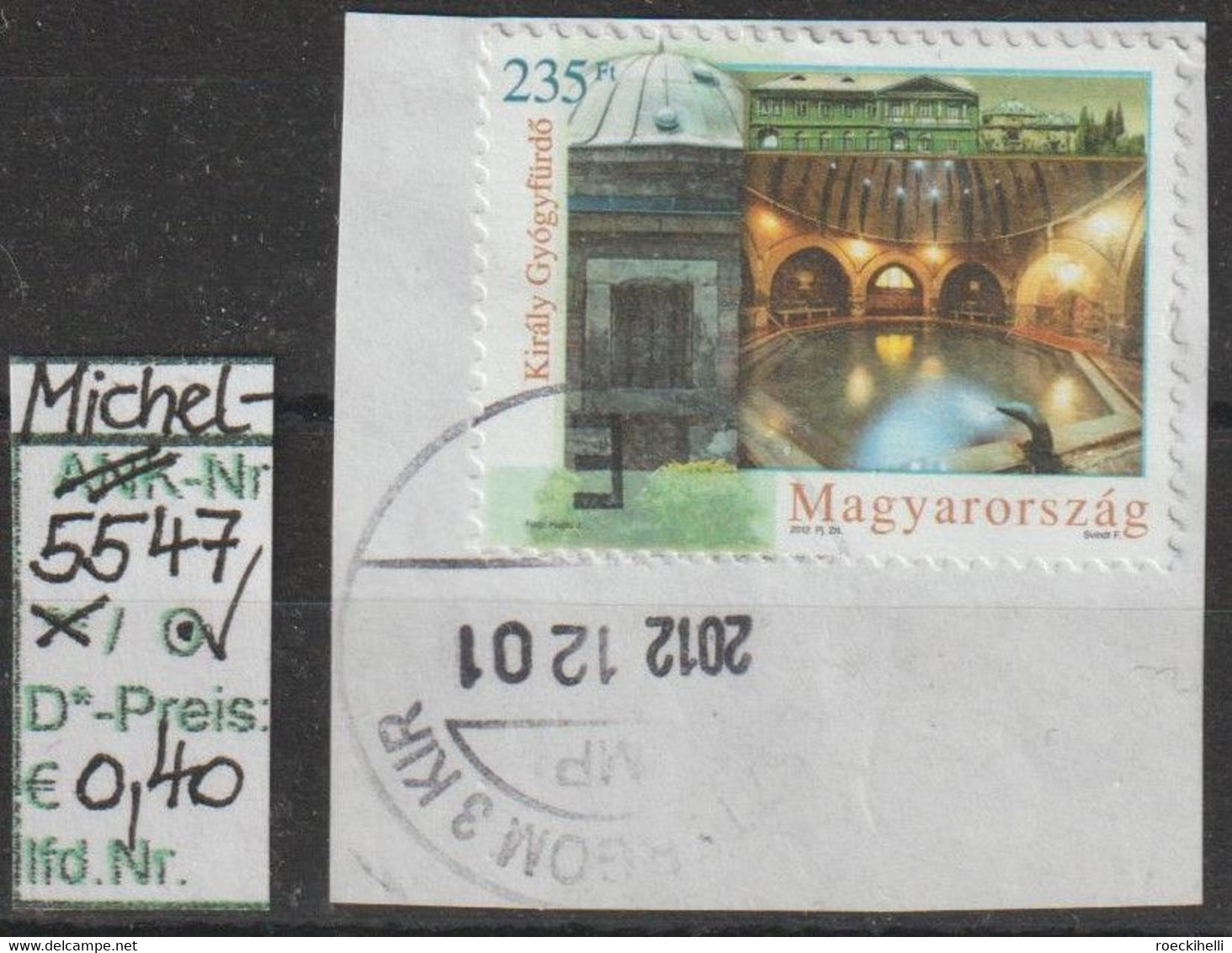 2012 - UNGARN - FM/DM "Heilbäder In Budapest" 235 Ft Mehrfärbig - O Gestempelt Auf Briefstück - S.Scan (hu 55547o) - Used Stamps