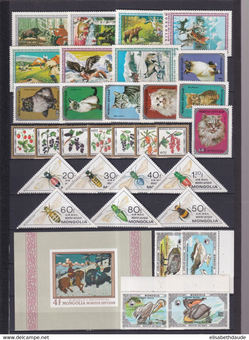 MONGOLIE - 1932/1987 ** MNH - 7 PAGES  ! - COTE = 440 EUR. NOMBREUX THEMES : ANIMAUX / FLORE ETC...