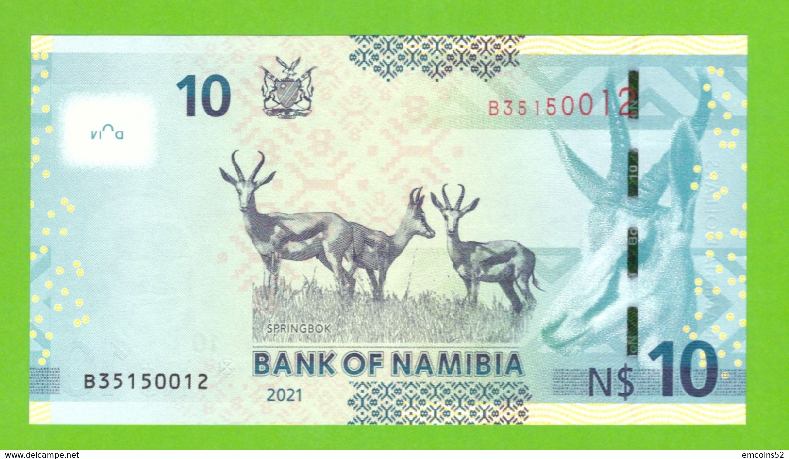 NAMIBIA 10 DOLLARS 2021   P-16b UNC - Namibie