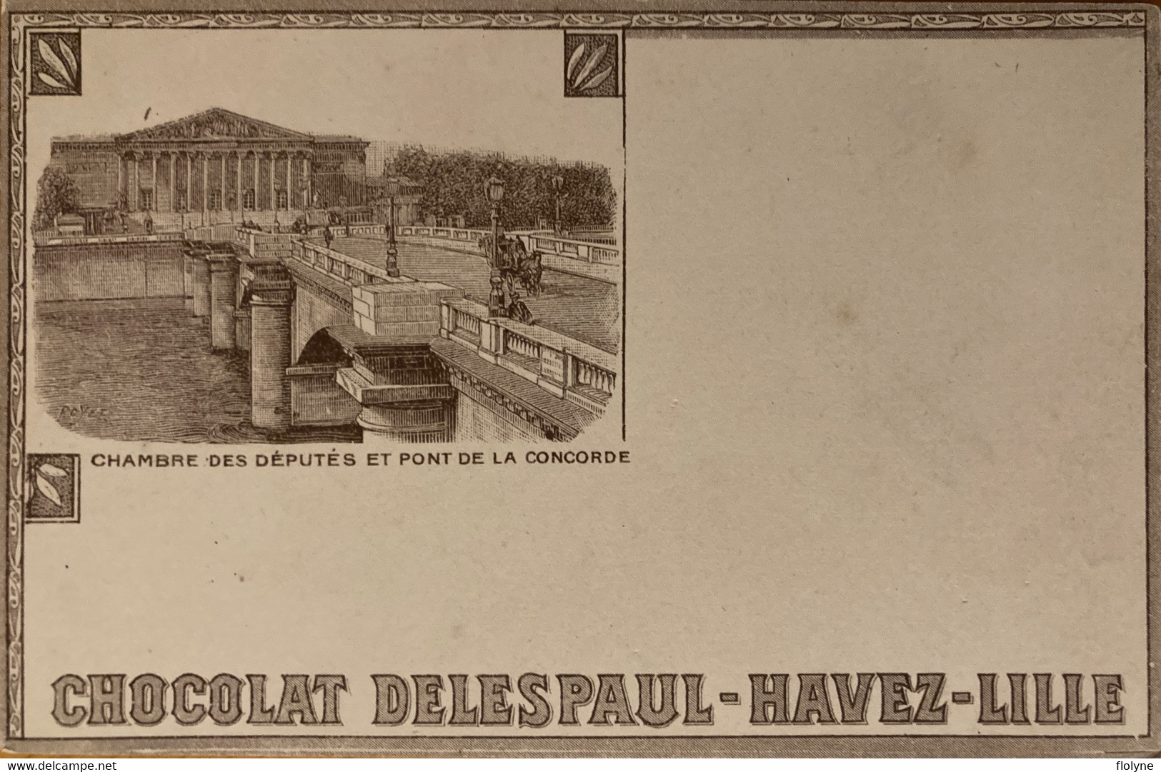 Pub Publicité CHOCOLAT DELESPAUL HAVEZ LILLE - Illustrateur POYET - Paris Chambre Députés Pont Concorde - Advertising