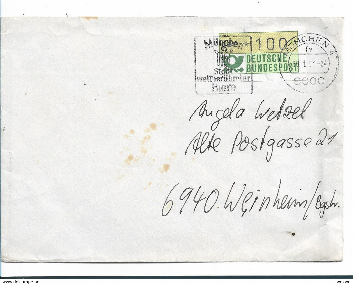 BRD1178 /  Brief  Frankiert Mit Automatenmarke 1991 - Cartas & Documentos
