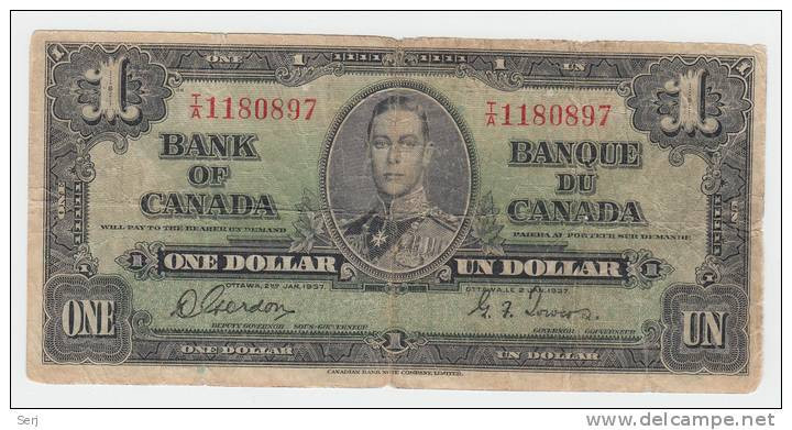 Canada 1 Dollar 1937 Gordon-Towers ""VG"" P 58d 58 D - Canada