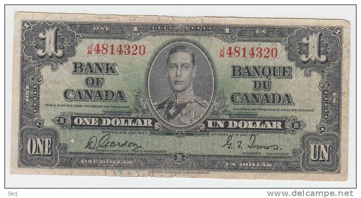 Canada 1 Dollar 1937 Gordon-Towers ""VG-F"" P 58d 58 D - Canada